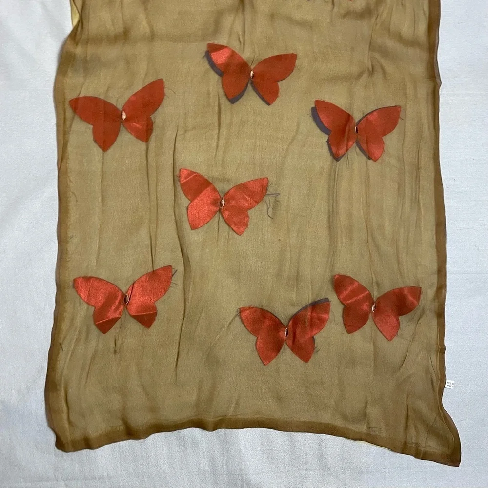 Silk Reversible Scarf With Butterflies Between Layers